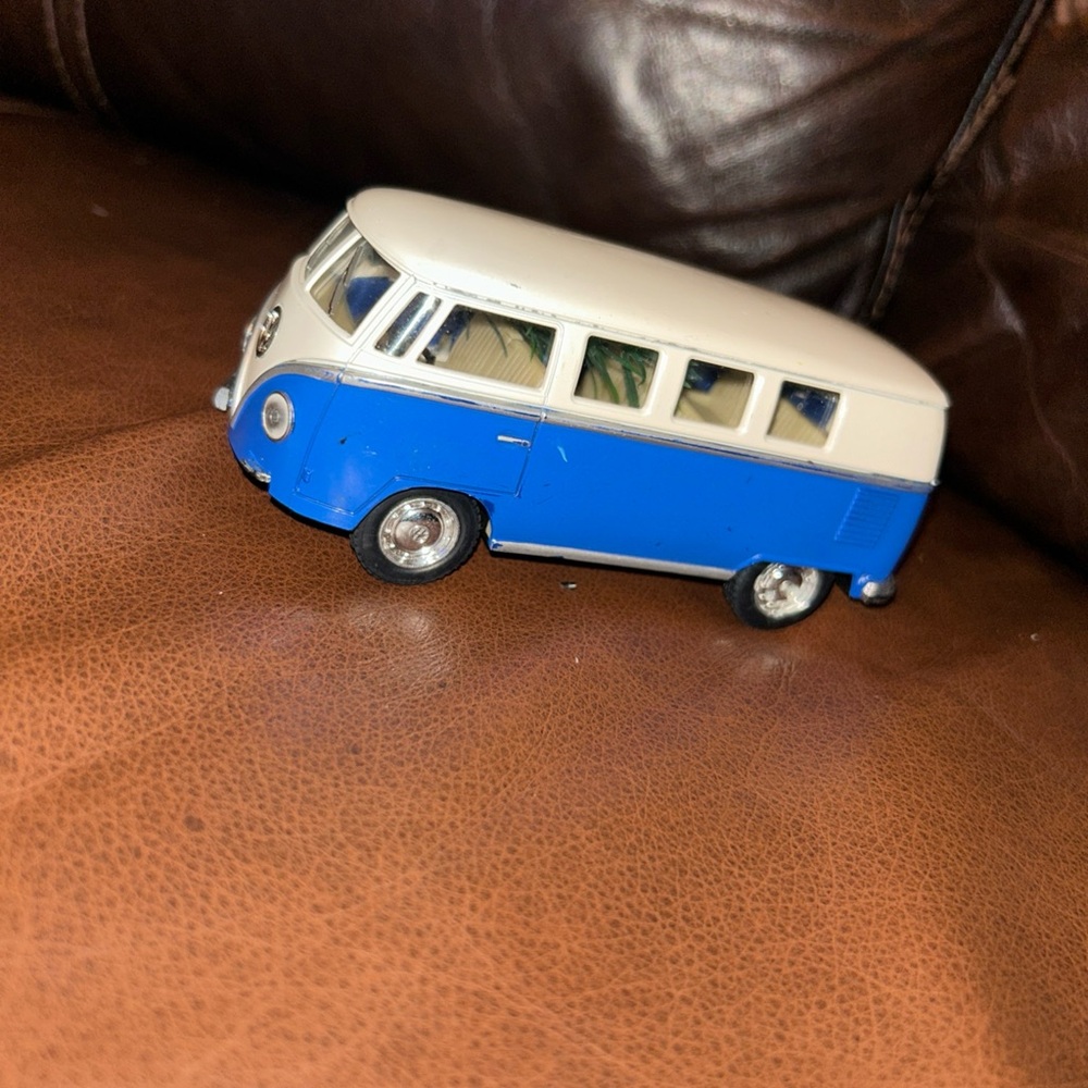 Vintage Style Blue and White Toy Van